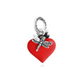 Charm Cuore Libellula Rosso