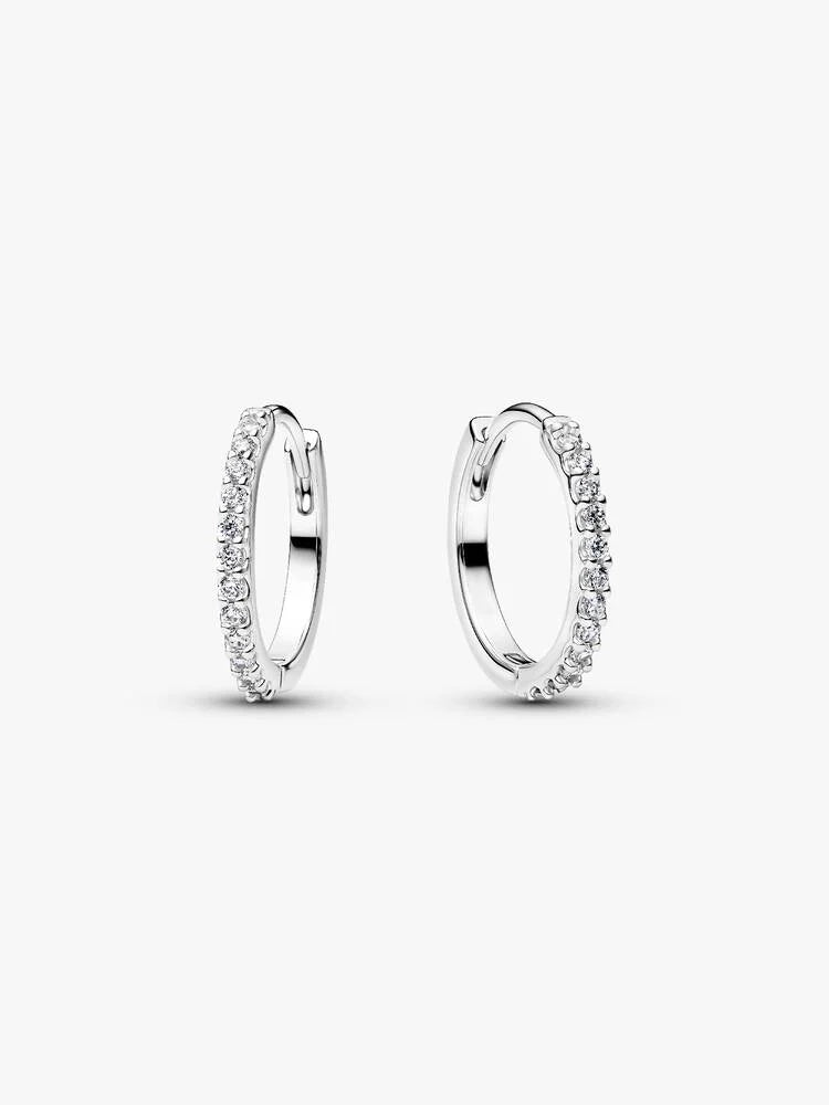 Orecchini Cerchi Pavè Argento Sterling 925