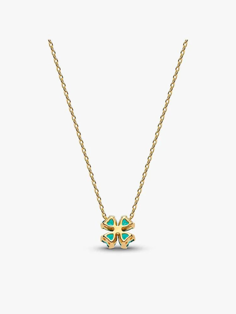 Collana Quadrifoglio Verde Esclusiva lega metallica rifinita in Oro