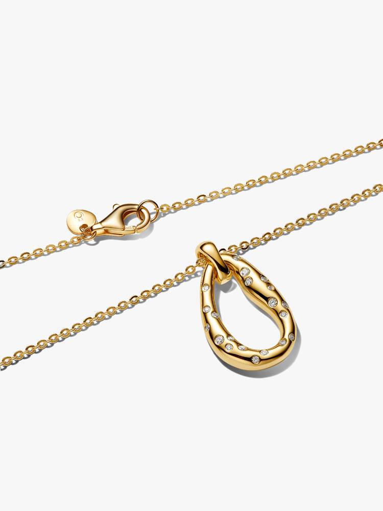 Collana Ovale Linea Sinuosa con Pietre Luminose Esclusiva lega metallica rifinita in Oro