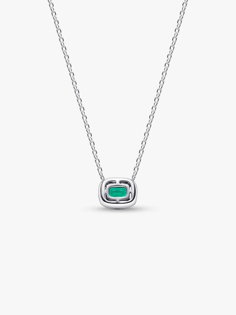 Collana Punto Luce Rettangolo Verde Argento Sterling 925