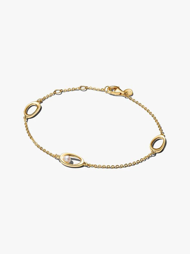 Bracciale Ovali Linea Sinuosa e Perla D'Acqua Dolce Coltivata Esclusiva lega metallica rifinita in Oro