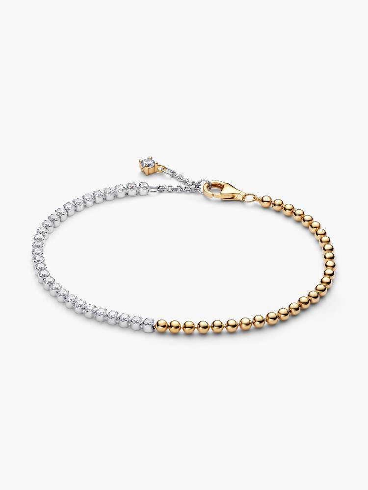 Bracciale Tennis e Sfere Argento Sterling 925, Esclusiva lega metallica rifinita in Oro