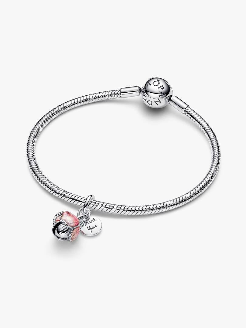 Charm Pendente Fiore "Thank you" Argento Sterling 925