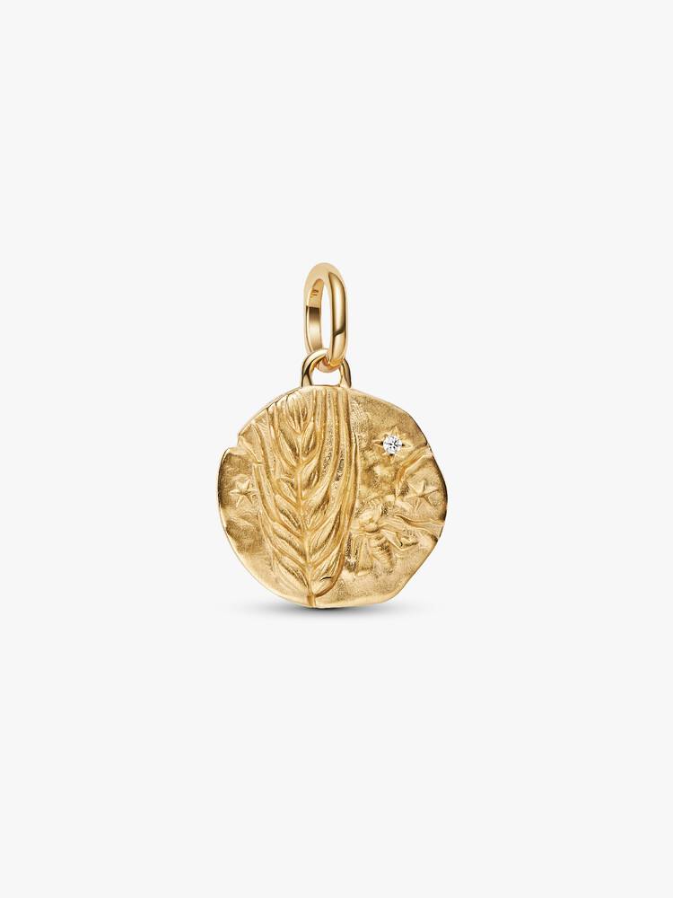 Charm Medallion Spiga di Grano "Virtus Vera Prosperitas" Esclusiva lega metallica rifinita in Oro