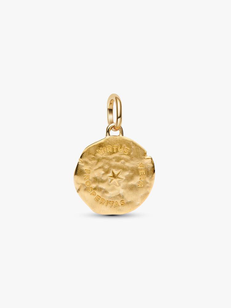 Charm Medallion Spiga di Grano "Virtus Vera Prosperitas" Esclusiva lega metallica rifinita in Oro