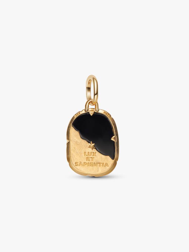 Charm Medallion Gufo "Lux Et Sapientia" Esclusiva lega metallica rifinita in Oro