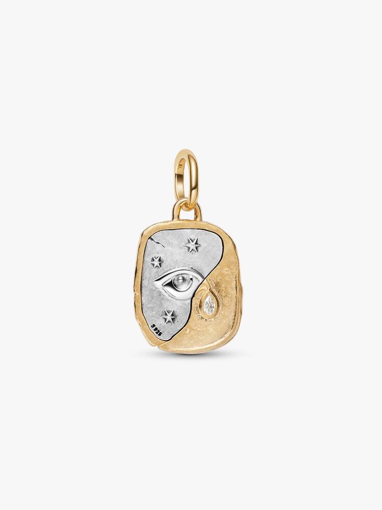 Charm Medallion Occhio "Nosce Te Ipsum" Argento Sterling 925, Esclusiva lega metallica rifinita in Oro