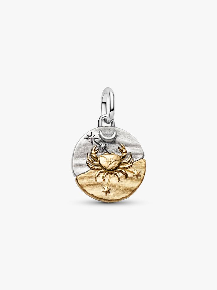 Charm Medallion Cancro Argento Sterling 925, Esclusiva lega metallica rifinita in Oro