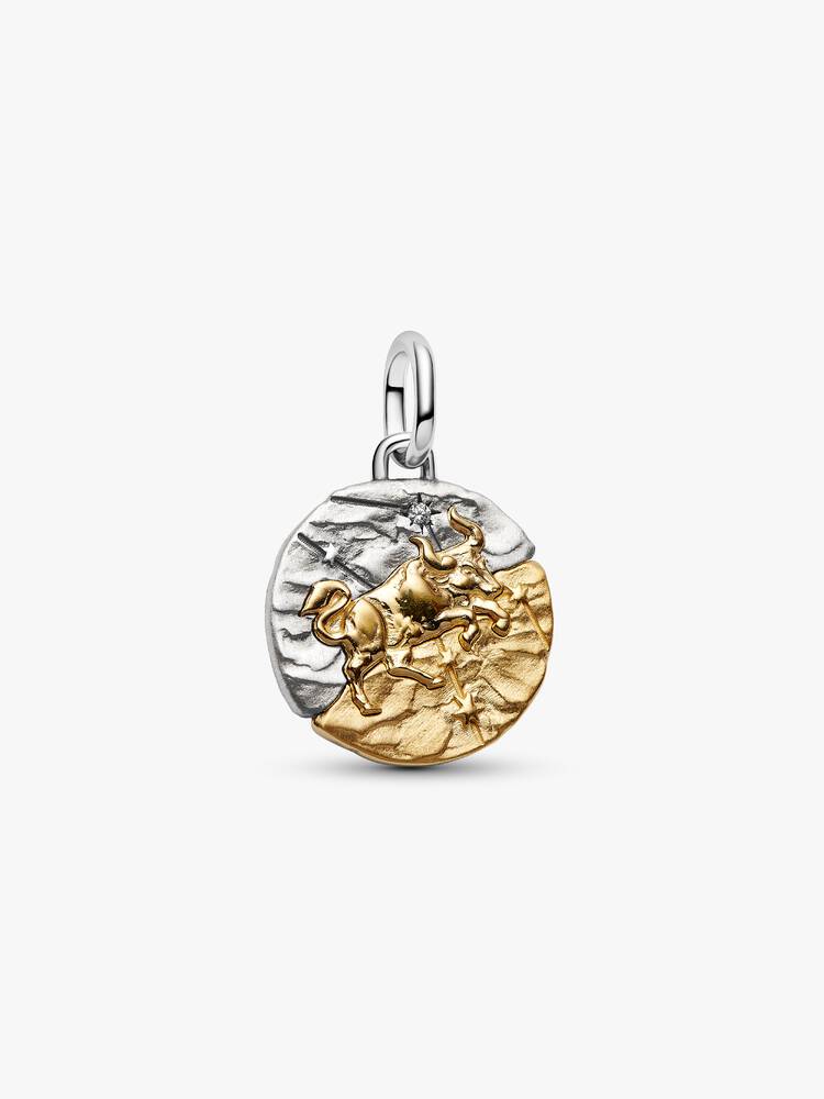 Charm Medallion Toro Argento Sterling 925, Esclusiva lega metallica rifinita in Oro