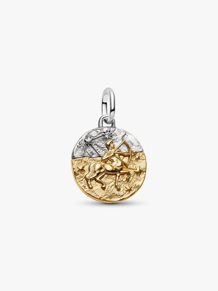 Charm Medallion Sagittario Argento Sterling 925, Esclusiva lega metallica rifinita in Oro