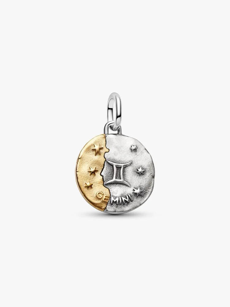 Charm Medallion Gemelli Argento Sterling 925, Esclusiva lega metallica rifinita in Oro