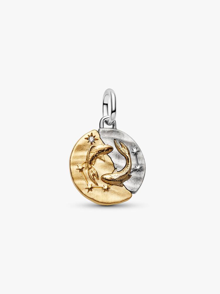 Charm Medallion Pesci Argento Sterling 925, Esclusiva lega metallica rifinita in Oro