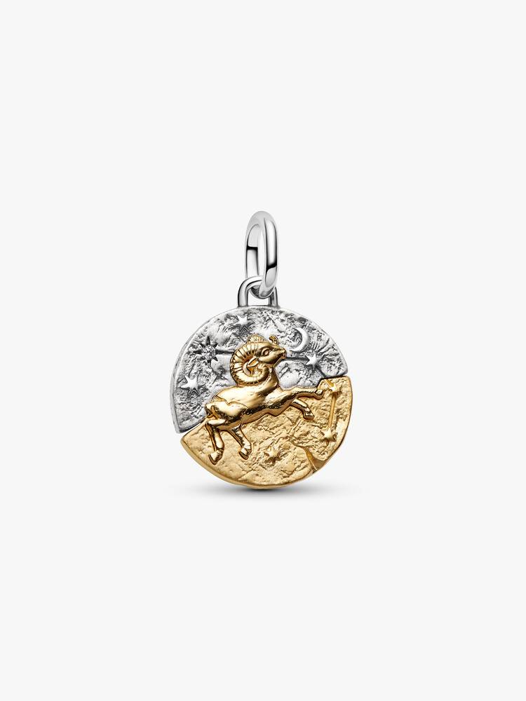 Charm Medallion Ariete Argento Sterling 925, Esclusiva lega metallica rifinita in Oro