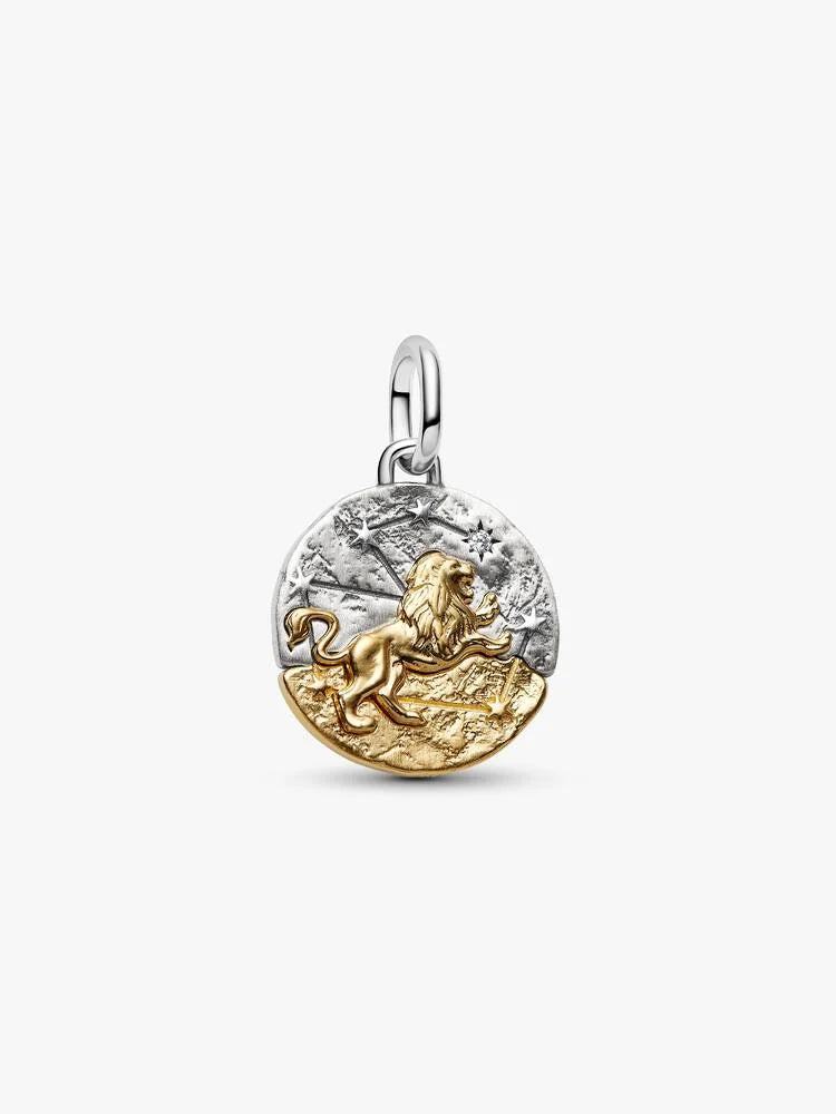 Charm Medallion Leone Argento Sterling 925, Esclusiva lega metallica rifinita in Oro