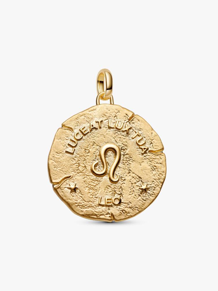 Charm Medallion XL Leone "Luceat Lux Tua" Argento Sterling 925, Esclusiva lega metallica rifinita in Oro