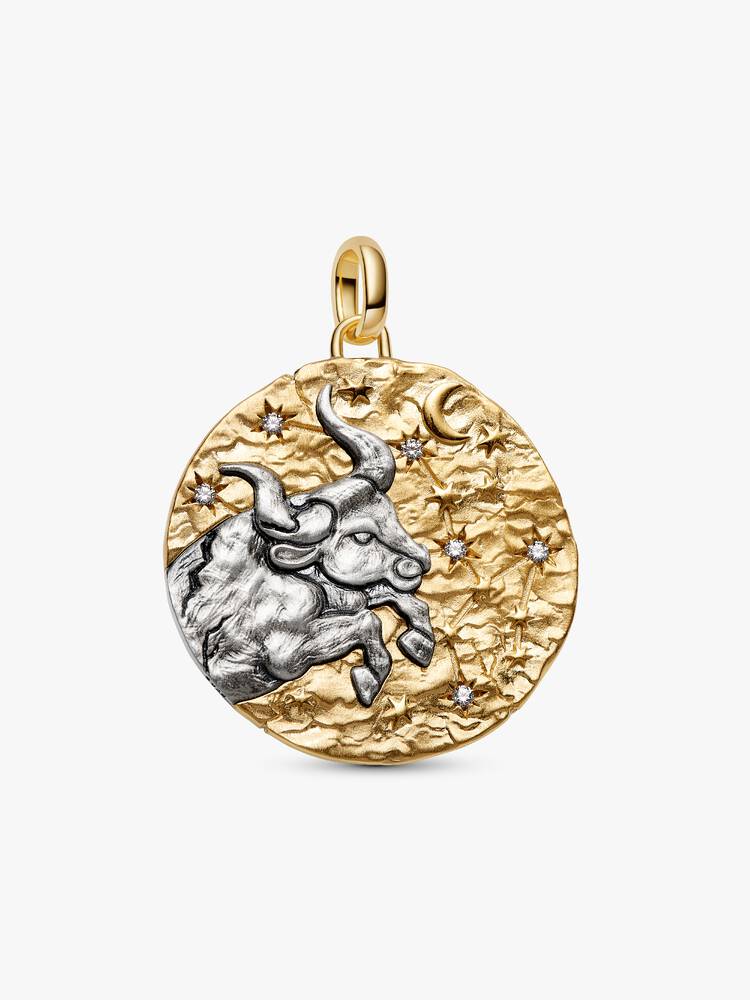 Charm Medallion XL Toro "Fortitudo Animi" Argento Sterling 925, Esclusiva lega metallica rifinita in Oro