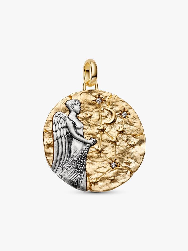 Charm Medallion XL Vergine "Animus Invictus" Argento Sterling 925, Esclusiva lega metallica rifinita in Oro