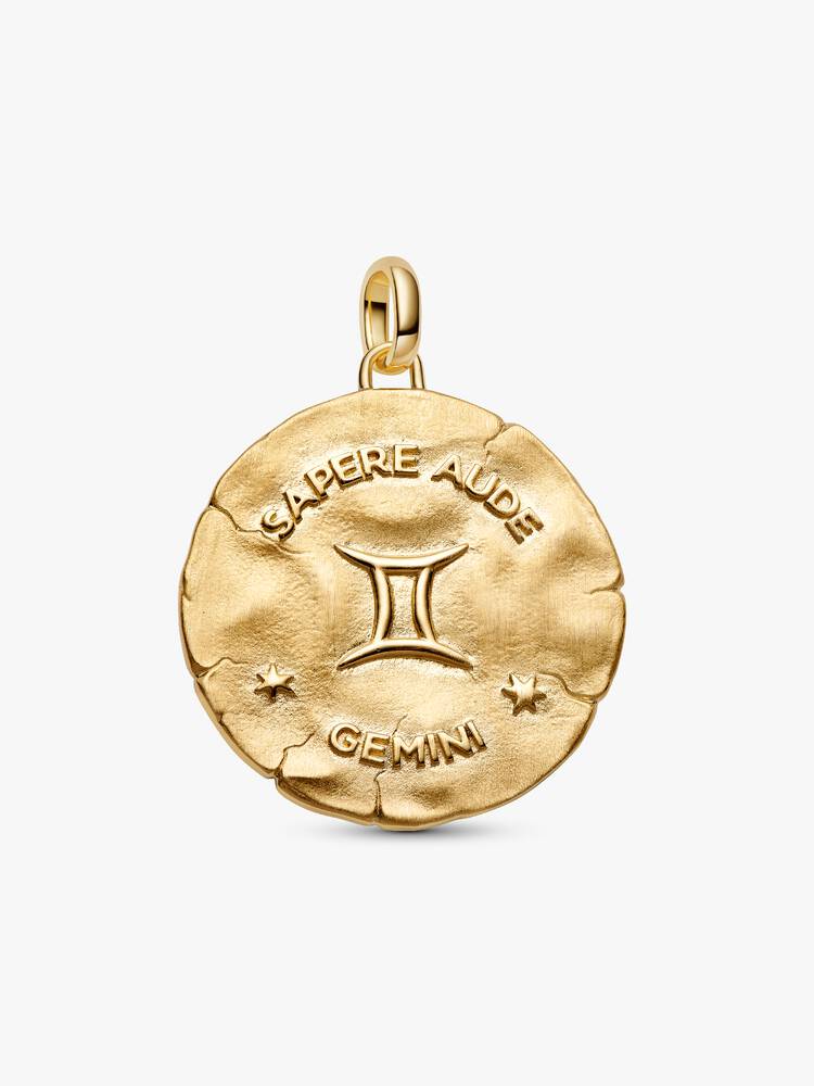 Charm Medallion XL Gemelli "Sapere Aude" Argento Sterling 925, Esclusiva lega metallica rifinita in Oro