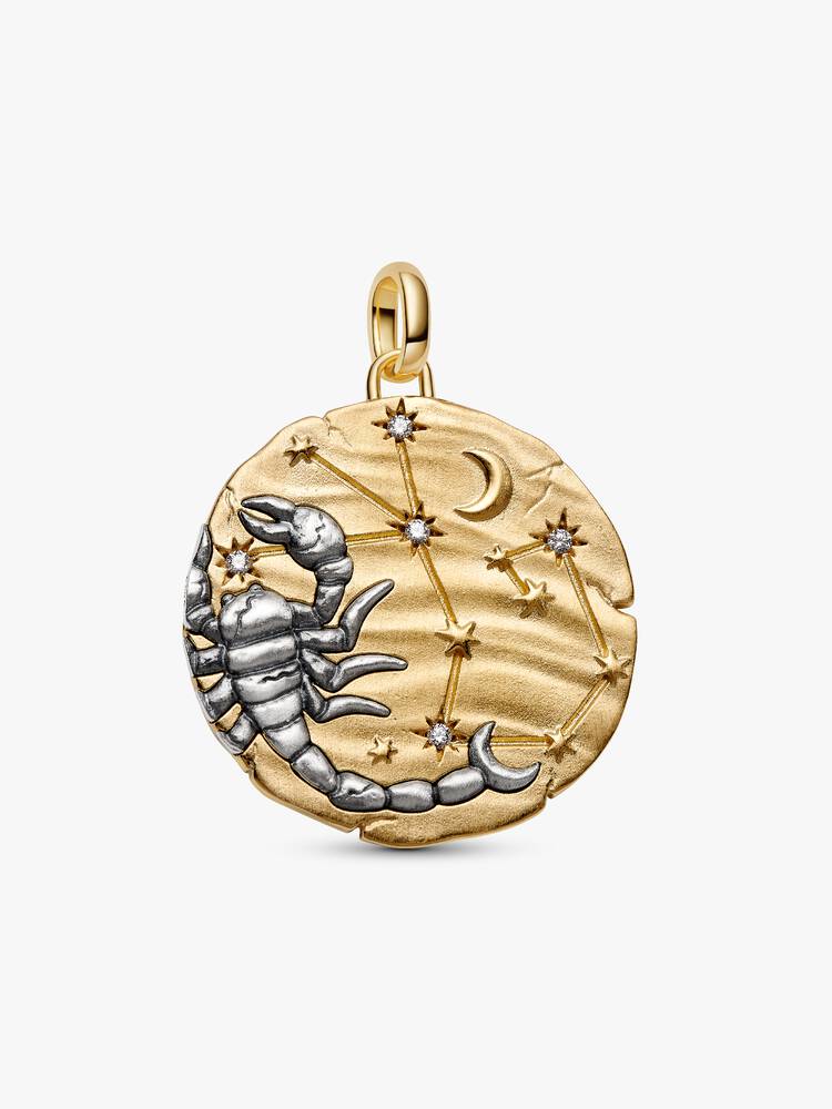 Charm Medallion XL Scorpione "Noli Timere" Argento Sterling 925, Esclusiva lega metallica rifinita in Oro