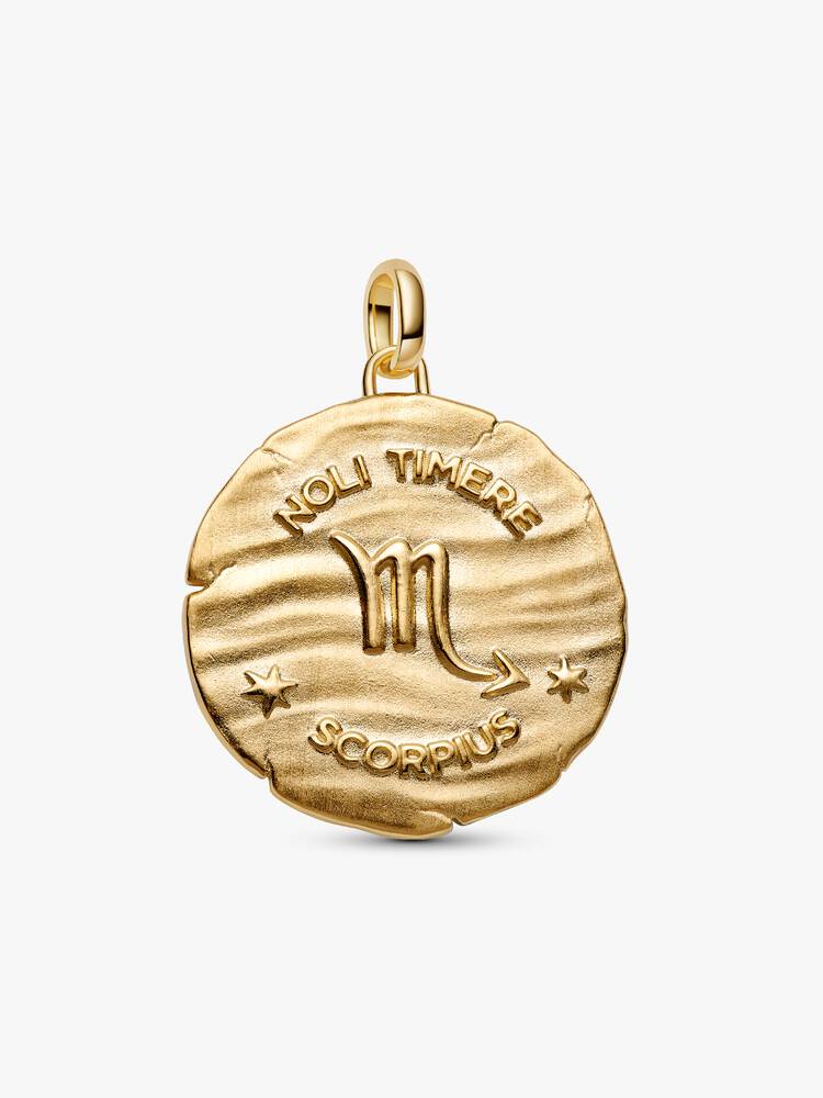 Charm Medallion XL Scorpione "Noli Timere" Argento Sterling 925, Esclusiva lega metallica rifinita in Oro