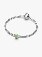 Mini Charm Vetro di Murano Verde Argento Sterling 925