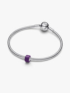 Mini Charm Vetro di Murano Viola Argento Sterling 925