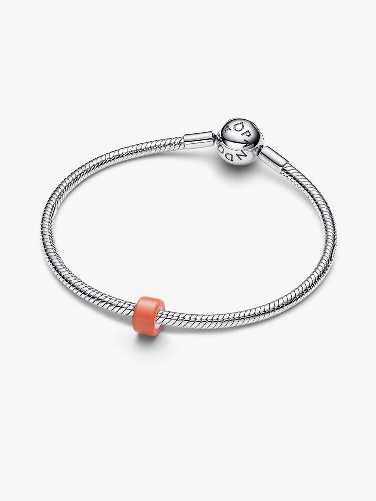 Mini Charm Vetro di Murano Arancione Argento Sterling 925