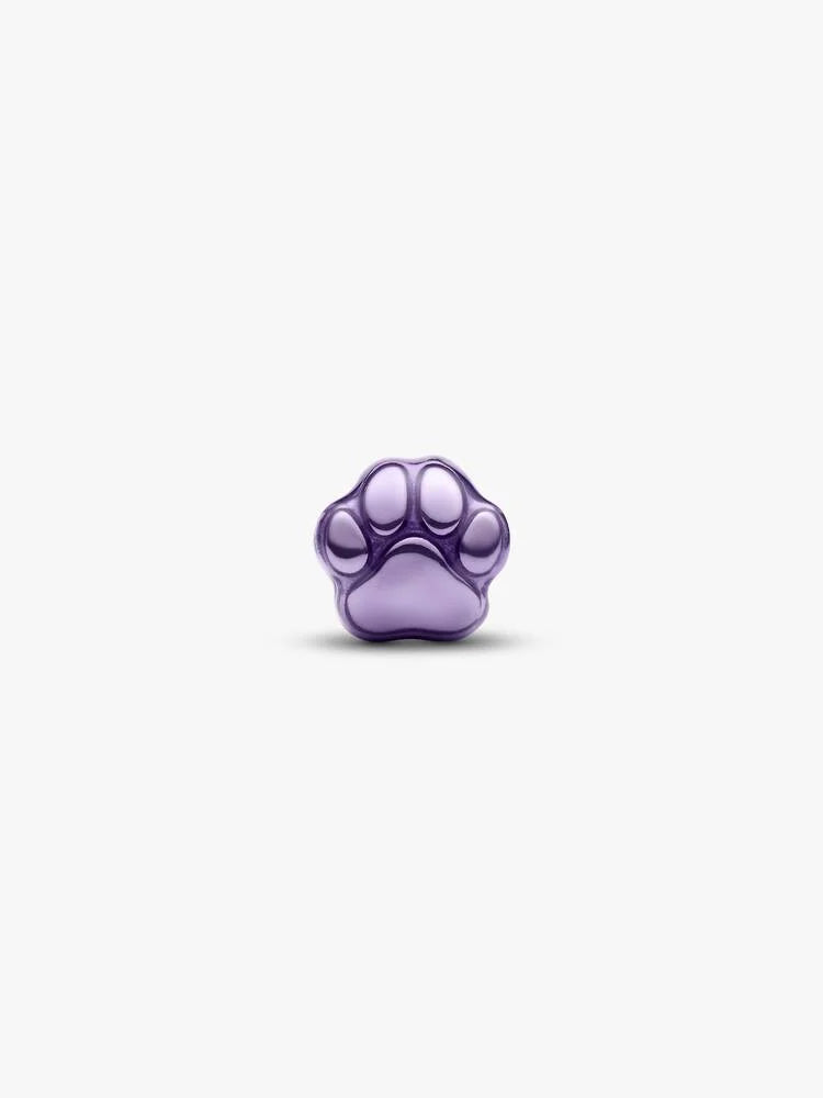Mini Charm Zampa effetto metallico viola Argento Sterling 925