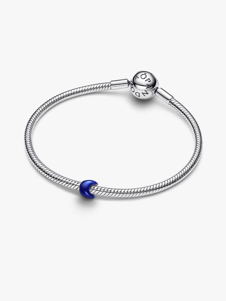 Mini Charm Luna effetto metallico blu Argento Sterling 925