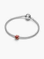 Mini Charm Puzzle effetto metallico arancione Argento Sterling 925