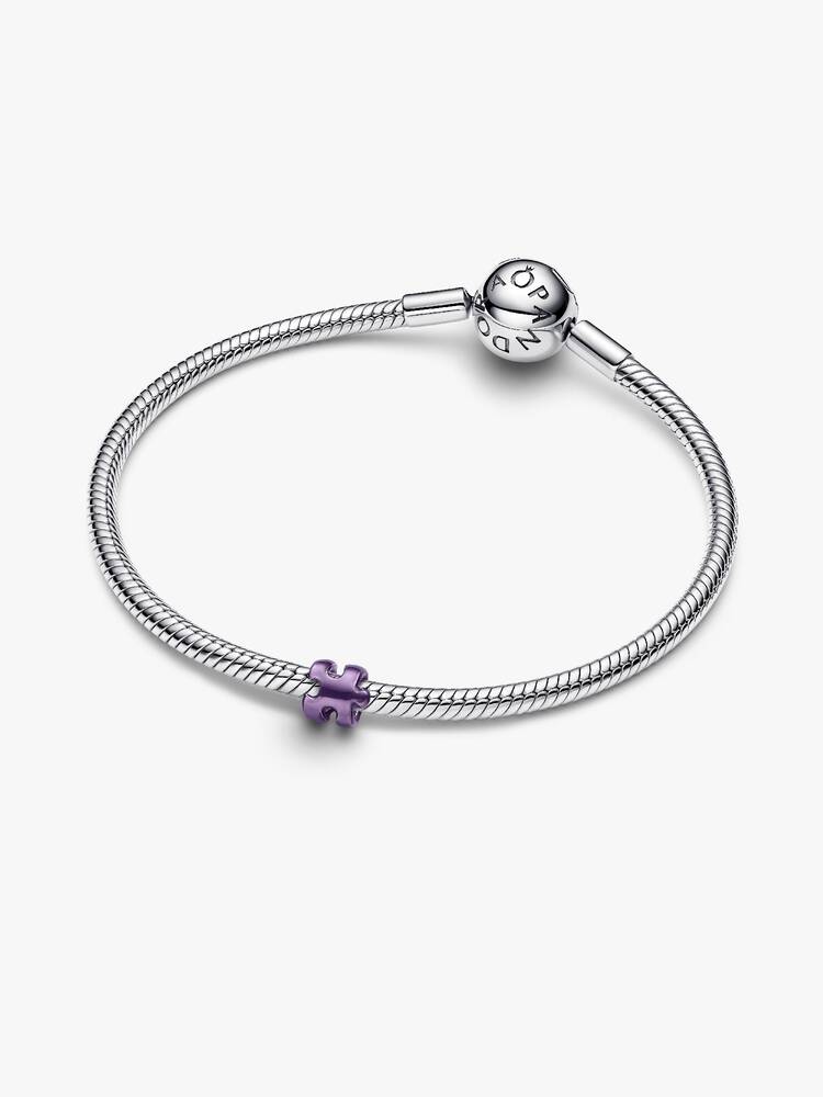 Mini Charm Puzzle effetto metallico viola Argento Sterling 925