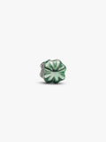Mini Charm Quadrifoglio effetto metallico verde Argento Sterling 925