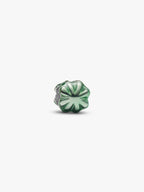 Mini Charm Quadrifoglio effetto metallico verde Argento Sterling 925