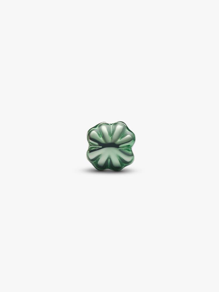 Mini Charm Quadrifoglio effetto metallico verde Argento Sterling 925