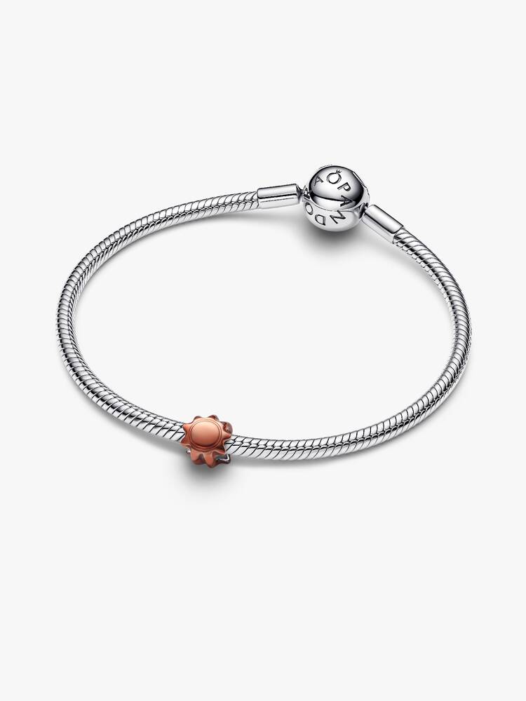 Mini Charm Sole effetto metallico arancione Argento Sterling 925