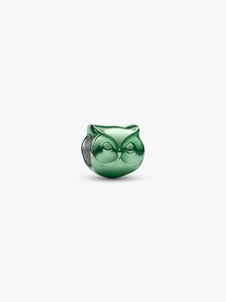 Mini Charm Gufo effetto metallico verde Argento Sterling 925