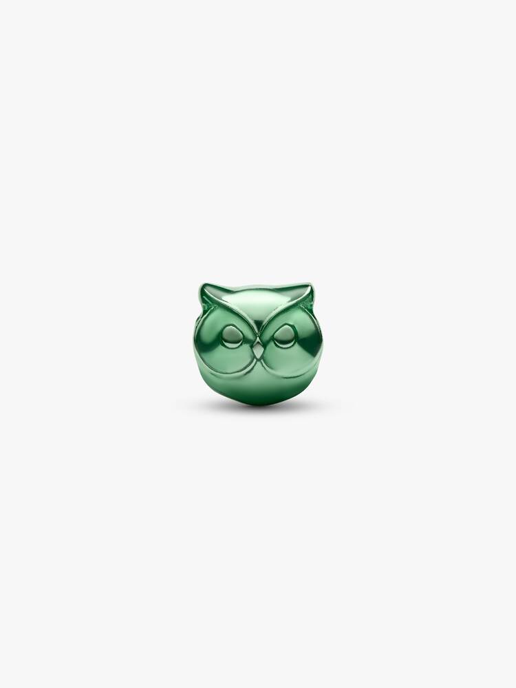 Mini Charm Gufo effetto metallico verde Argento Sterling 925