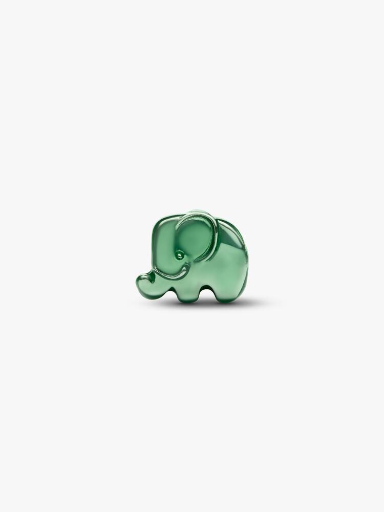 Mini Charm Elefante effetto metallico verde Argento Sterling 925