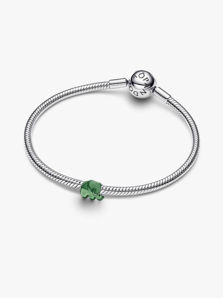 Mini Charm Elefante effetto metallico verde Argento Sterling 925
