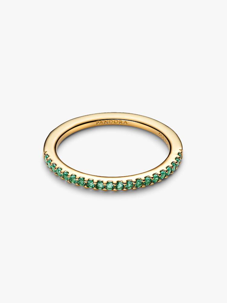 Anello Pavè Fascia Sottile Verde Esclusiva lega metallica rifinita in Oro