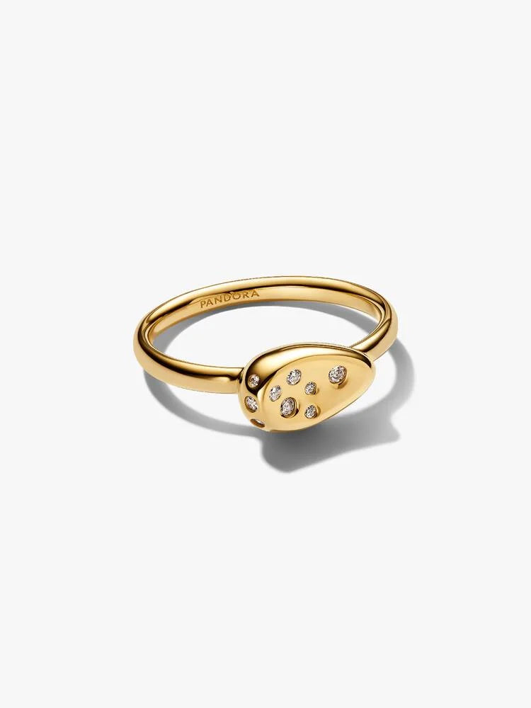Anello Sigillo Piccolo con Pietre Luminose Esclusiva lega metallica rifinita in Oro