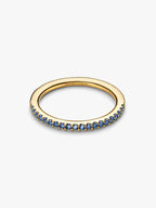 Anello Pavè Fascia Sottile Blu Esclusiva lega metallica rifinita in Oro