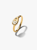 Anello Sigillo Piccolo con Pietre Luminose Esclusiva lega metallica rifinita in Oro