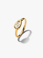 Anello Sigillo Piccolo con Pietre Luminose Esclusiva lega metallica rifinita in Oro