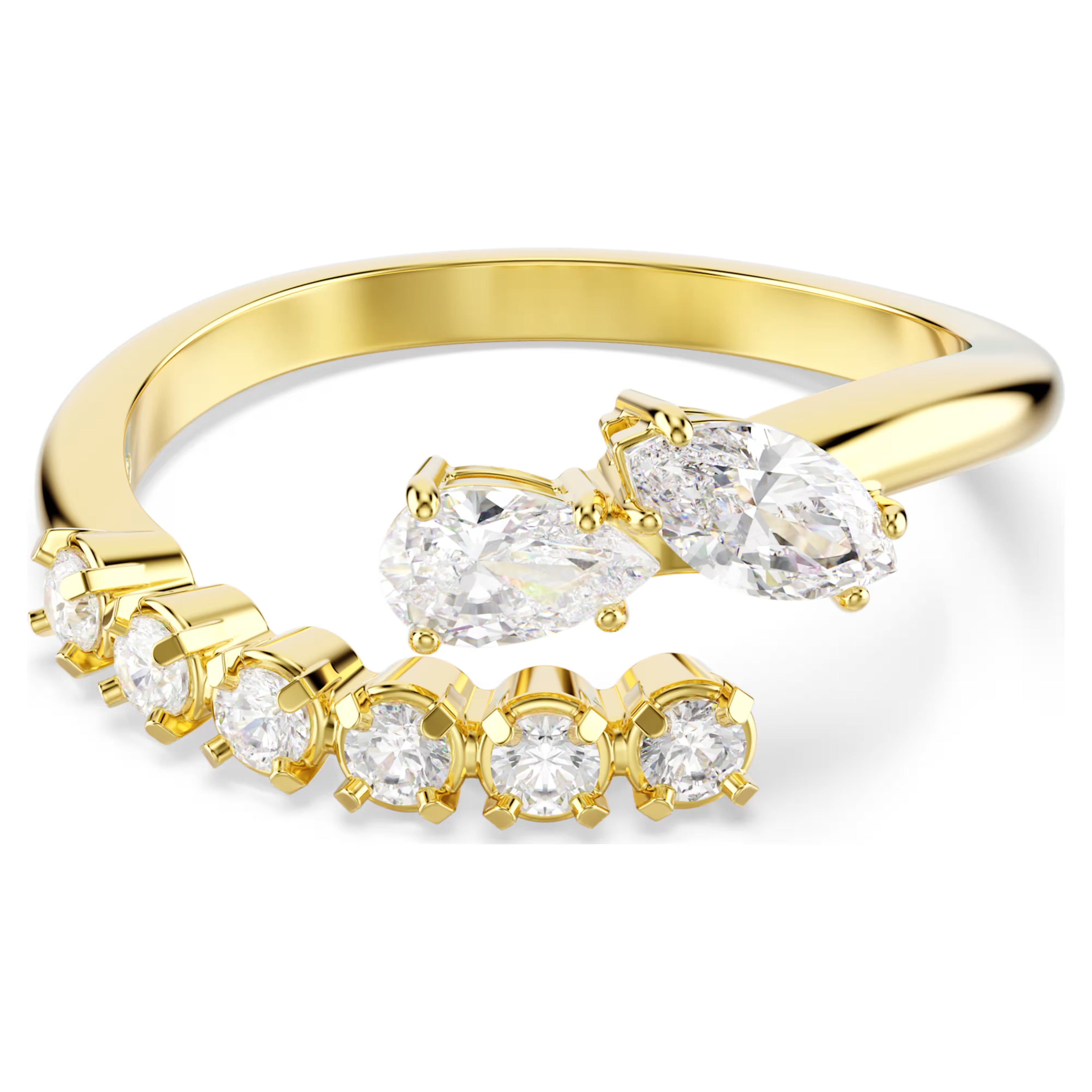 Anello aperto Mesmera Taglio misto, Bianco, Finitura oro 18K