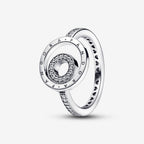 Anello Cerchi con Logo e Pavé 60