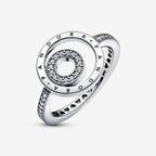 Anello Cerchi con Logo e Pavé
