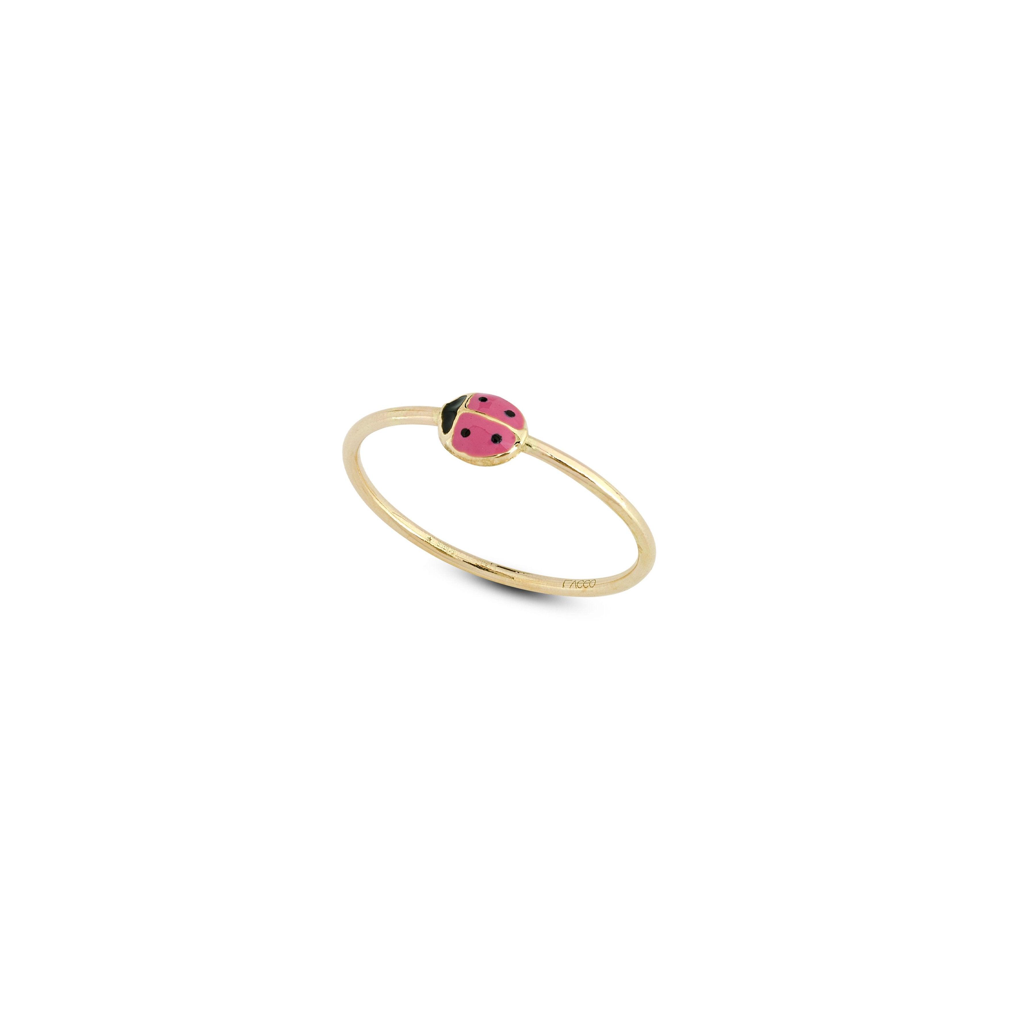 Anello Coccinella rosa