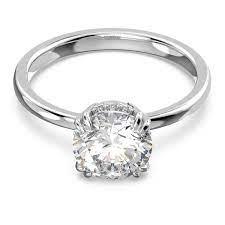 Anello cocktail Constella Taglio Princess, Bianco, Placcato rodio 52